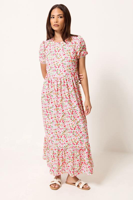 PixieGirls Petite Pink Floral Maxi Dress | PixieGirl 1