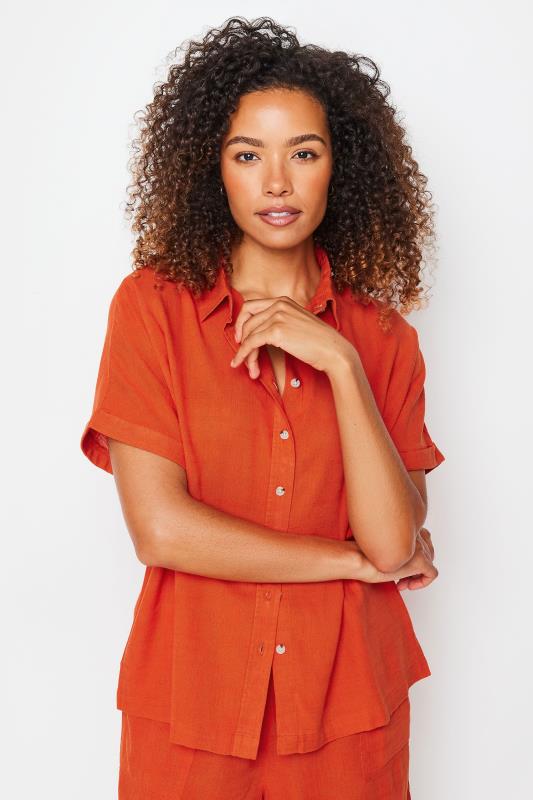 M&Co Orange Short Sleeve Linen Shirt | M&Co 1