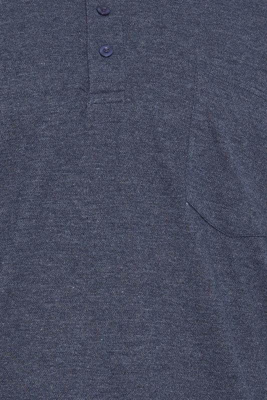D555 Big & Tall Navy Blue Marl Pique Polo Shirt | BadRhino 4