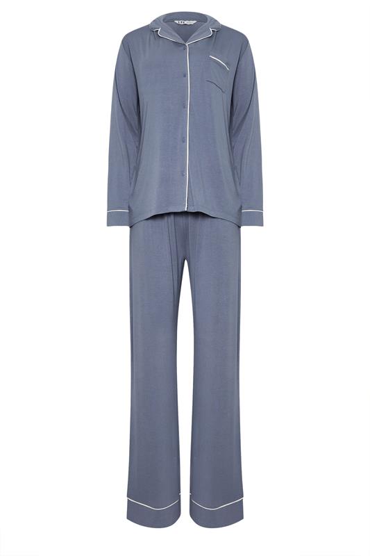 LTS Tall Light Blue Piped Jersey Pyjama Set | Long Tall Sally 5