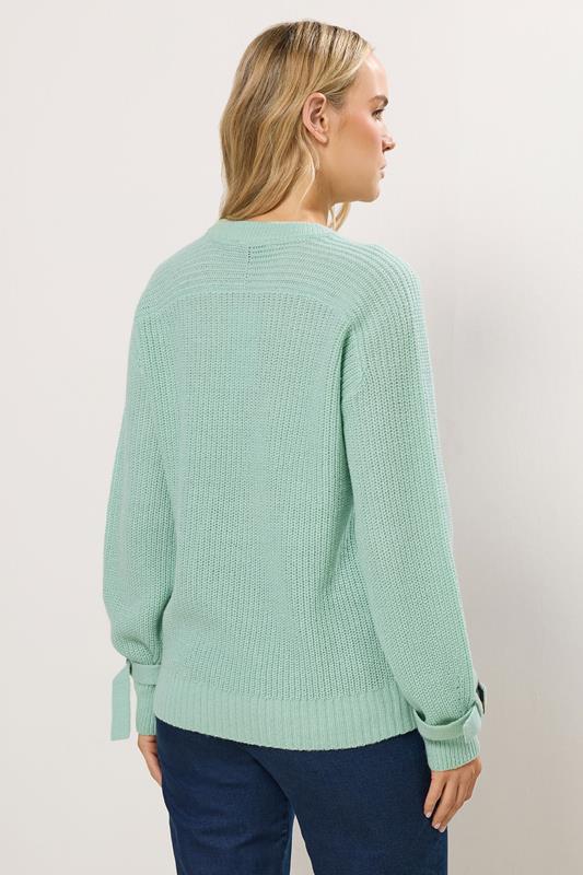 LTS Tall Green Knitted Buckle Sleeve Jumper | Long Tall Sally 2