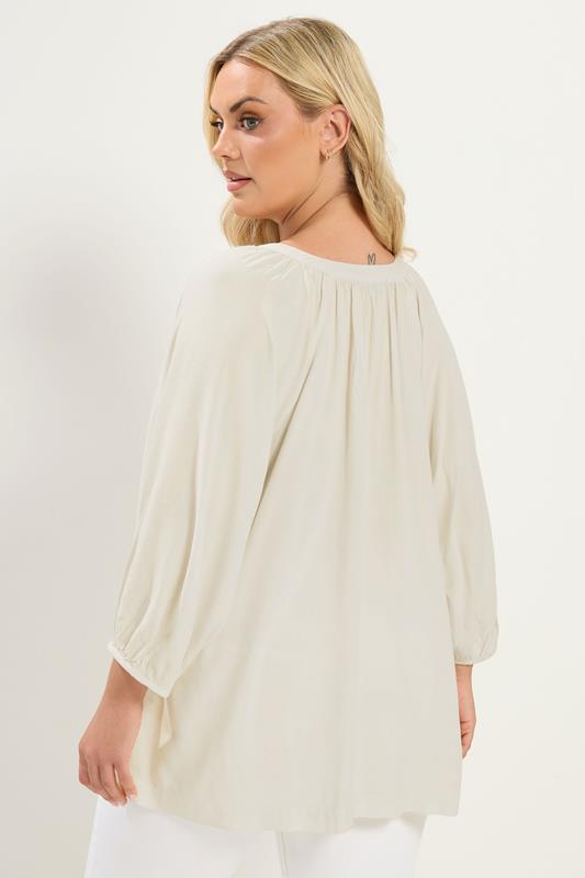 YOURS Plus Size Ivory White Chambray Blouse | Yours Clothing 2
