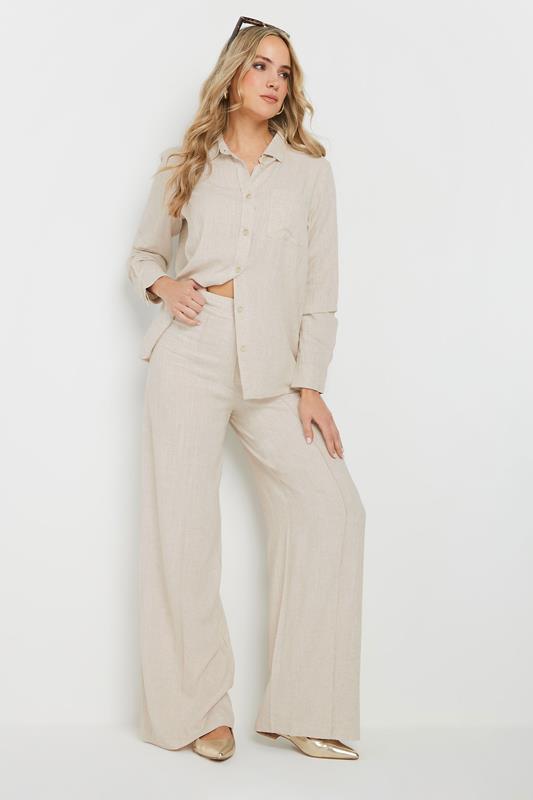 LTS Tall Stone Brown Linen Oversized Long Sleeve Shirt | Long Tall Sally 4