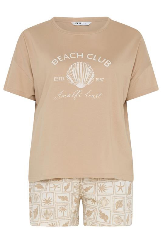 YOURS Plus Size Natural Brown 'Beach Club' Pyjama Set | Yours Clothing 6