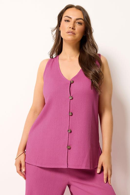 YOURS Curve Pink Textured Waistcoat