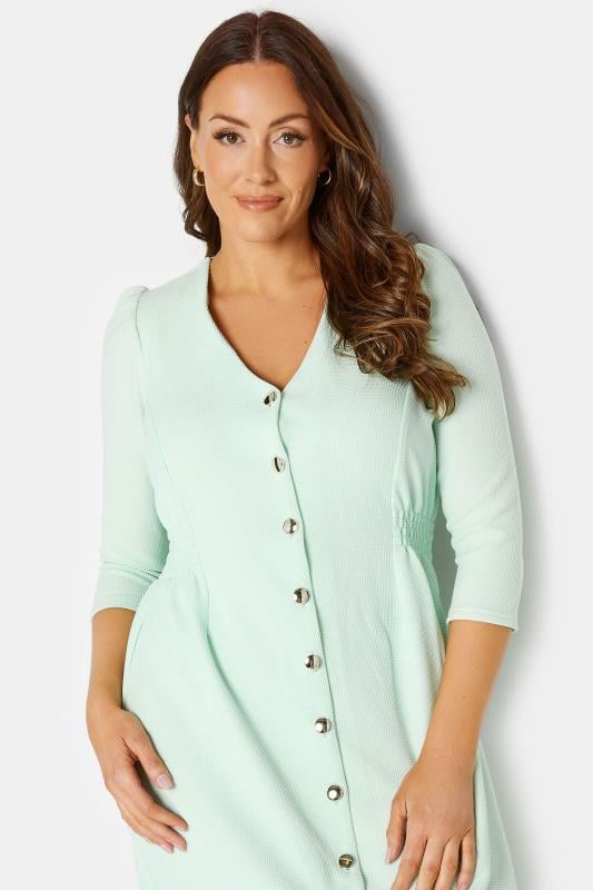 M&Co Green Textured Button Through Dress | M&Co 4