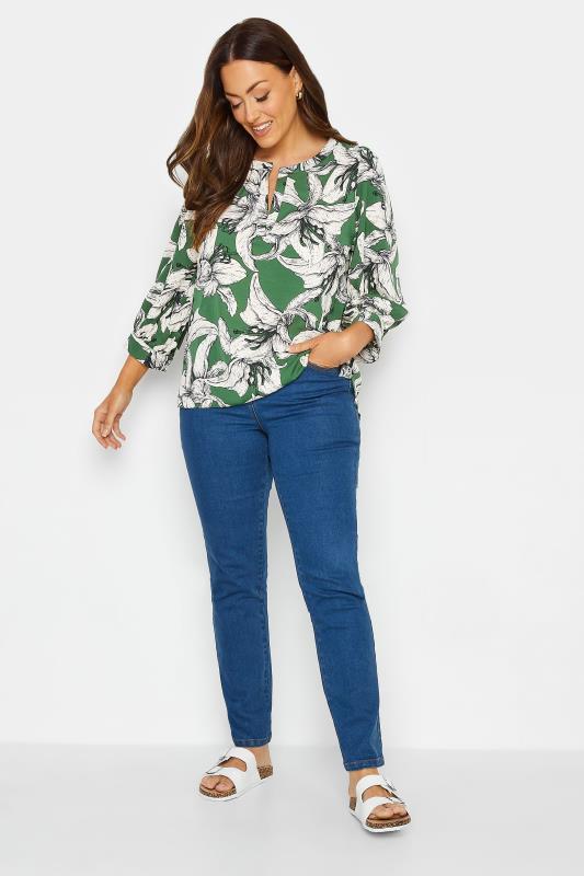 M&Co Green Floral Print 3/4 Sleeve Blouse | M&Co 2