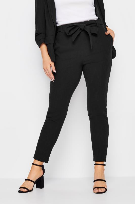 M&Co Black Tie Waist Linen Trousers | M&Co 2
