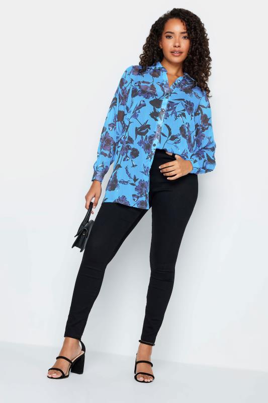 M&Co Blue Floral Print Longline Shirt | M&Co 3