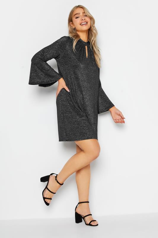 Women's  M&Co Grey Shimmer Bell Sleeve Dress