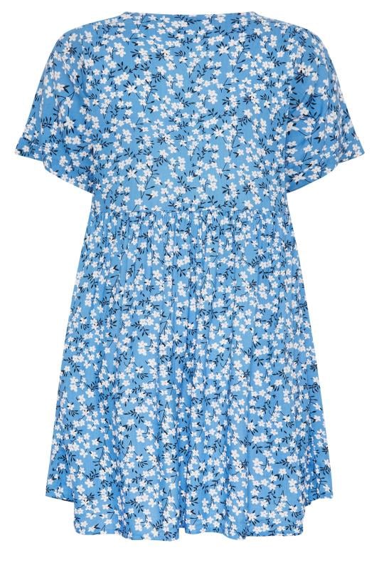 YOURS Plus Size Blue Floral Print Button Through Dress | Yours Clothing 8