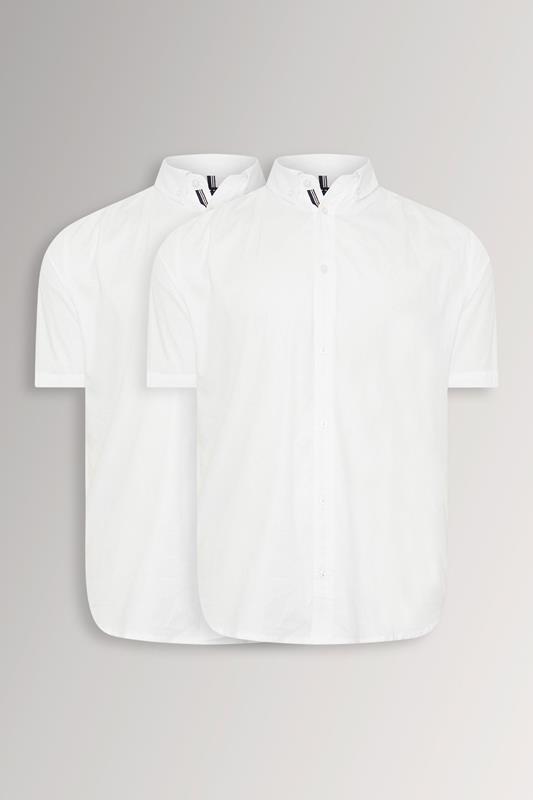 BadRhino Big & Tall 2 PACK White Short Sleeve Poplin Shirts | BadRhino 1