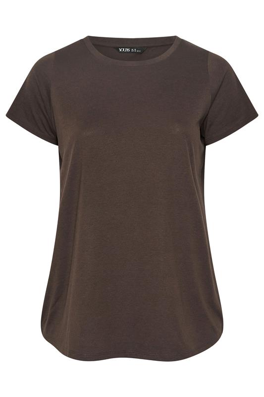 YOURS Plus Size 3 PACK Chocolate Brown Core T-Shirt Essentials Set | Yours Clothing 10