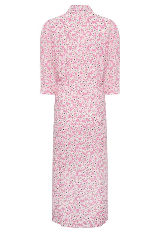 M&Co Women's Pink Floral Print Midi Shirt Dress | M&Co 7
