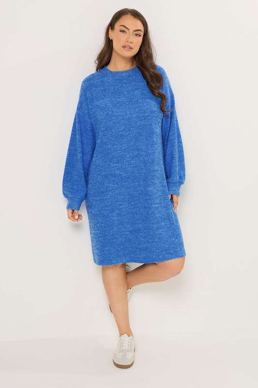 YOURS Curve Blue Soft Touch Jumper Dress