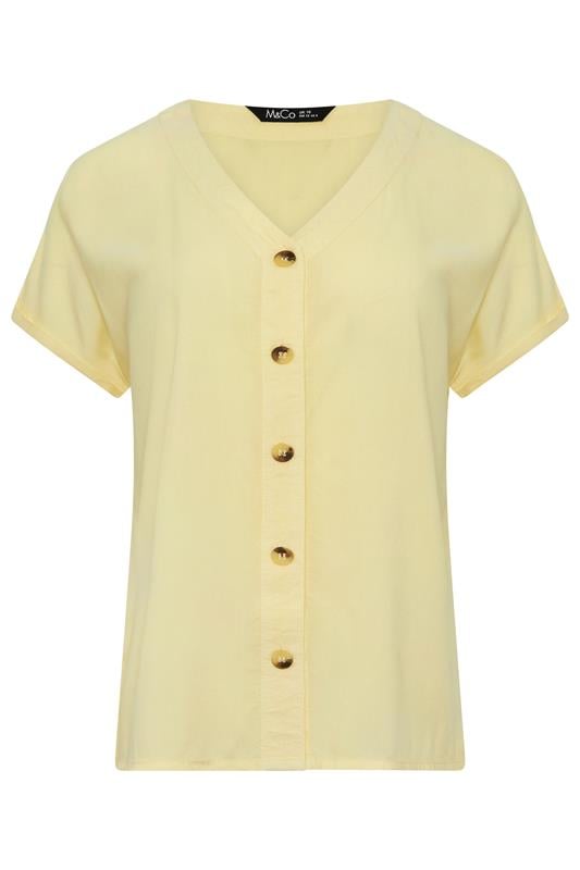 M&Co Lemon Yellow Button Front Blouse | M&Co 5