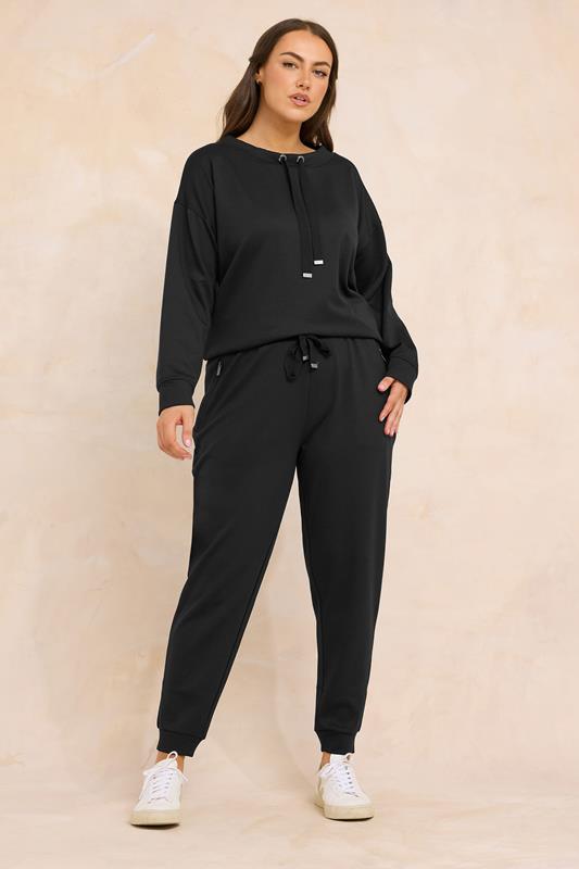 EVANS Plus Size Black Luxe Zip Pocket Joggers | Evans  1