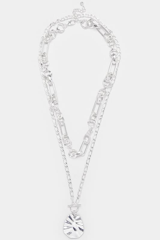 YOURSET 2 PACK Silver Tone Layer Chain Pendant Necklace Set | Yours Clothing 1