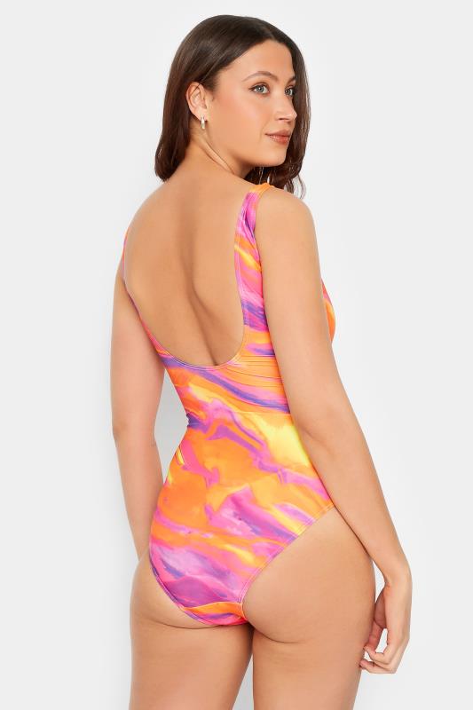 LTS Tall Women's Bright Pink Marble Print Wrap Swimsuit | Long Tall Sally 4