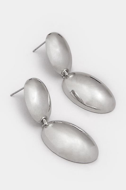 Silver Tone Polished Drop Earrings | Yours Clothing 2