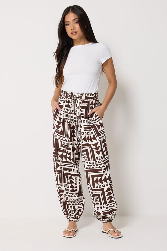 PixieGirl Petite Brown Abstract Harem Trousers