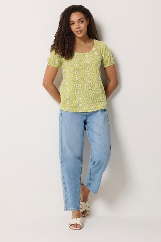 M&Co Green Floral Broderie Cotton Top | M&Co 2