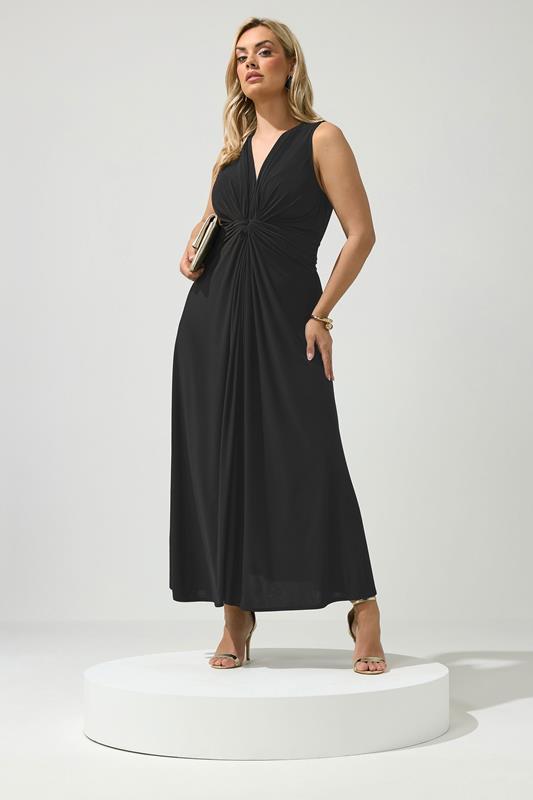 YOURS LONDON Curve Black Abstract Knot Detail Dress