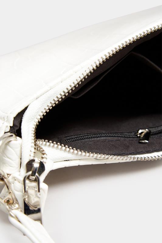 White Faux Croc Shoulder Bag | Yours Clothing 6