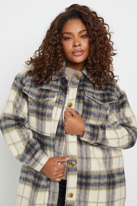 YOURS Plus Size Blue Check Print Longline Shacket | Yours Clothing 4