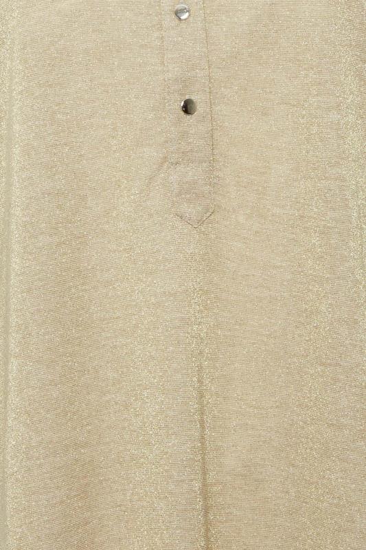 M&Co Beige Brown Glitter Half Placket Shirt | M&Co 5