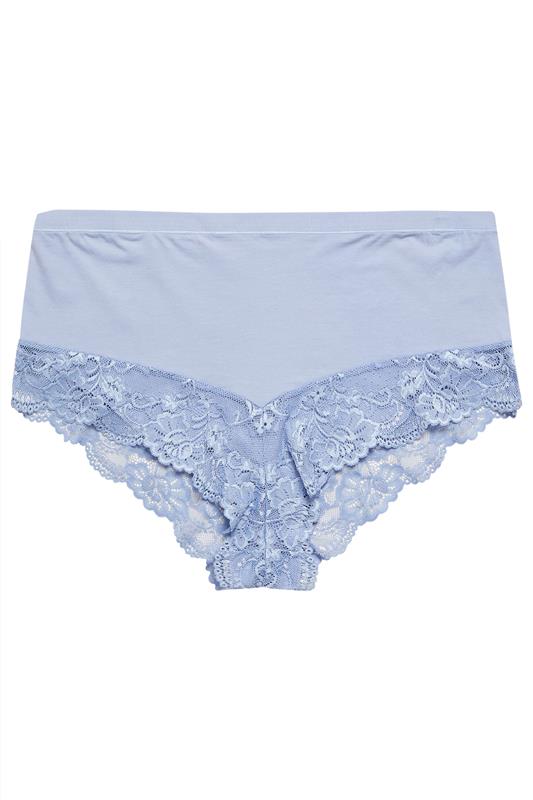 YOURS Plus Size Blue Hi Shine Lace Full Brief | Yours Clothing 5