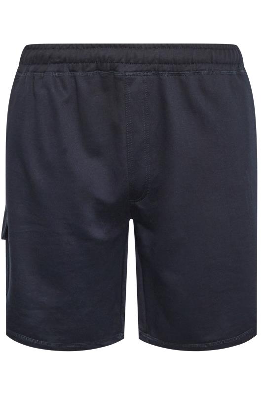 D555 Big & Tall Navy Blue Cotton Jogger Shorts | BadRhino 2
