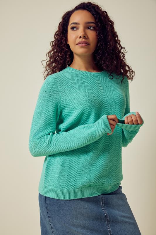 Plus Size  M&Co Light Green Ribbed Knit Jumper