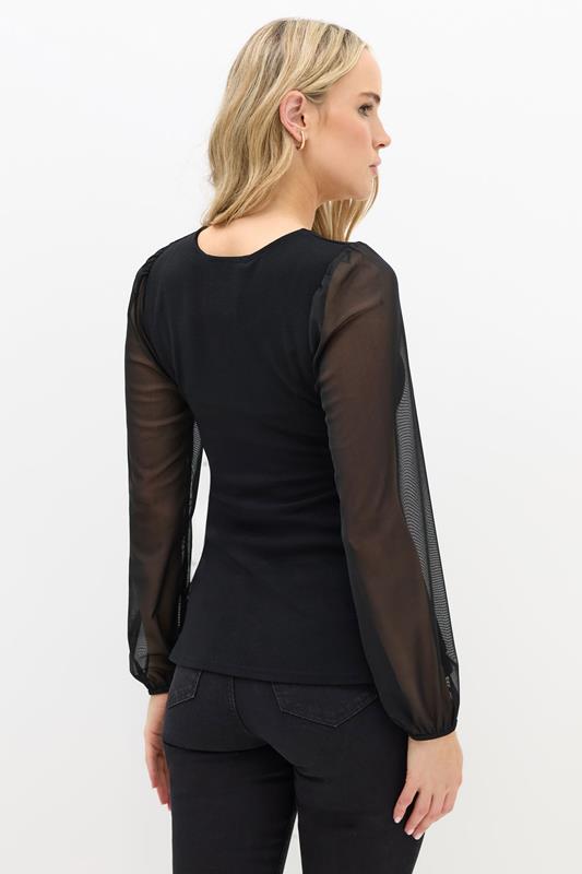 LTS Tall Black Corset Body Mesh Blouse | Long Tall Sally 4