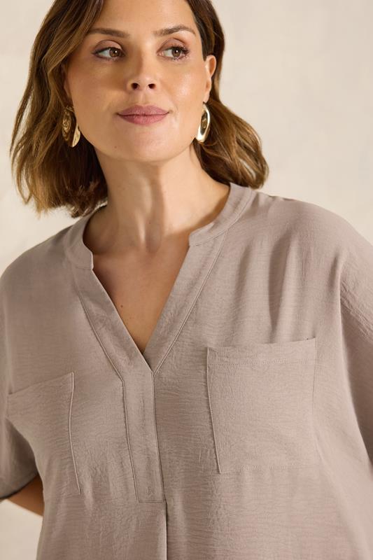 EVANS Plus Size Mocha Brown Overhead Utility Shirt | Evans 4