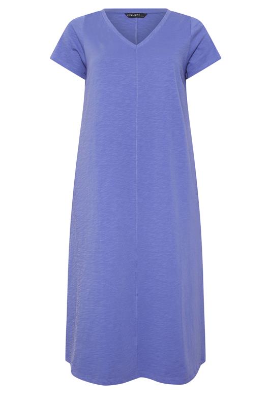 EVANS Plus Size Bright Blue Premium Cotton Dress | Evans 6
