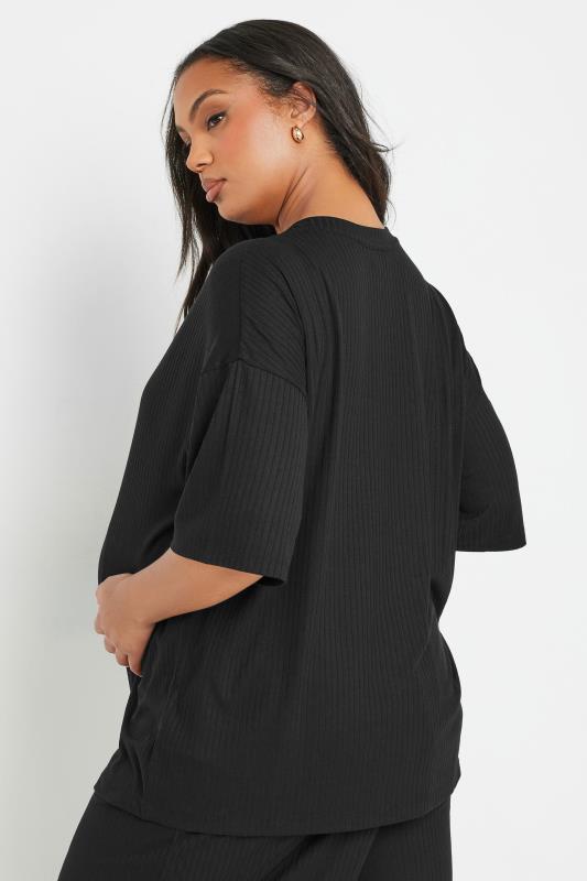 BUMP IT UP MATERNITY Plus Size Black Premium Ribbed Top | Yours Clothing 2