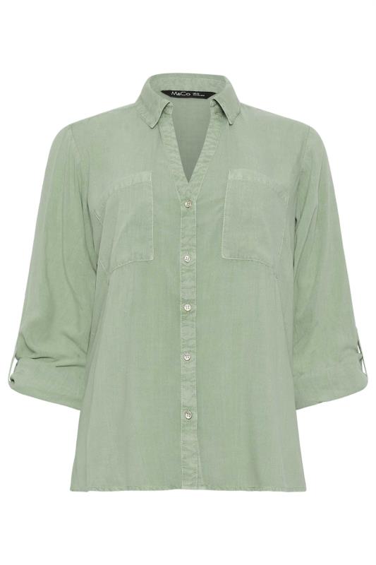 M&Co Petite Sage Green Button Up Shirt | M&Co 5
