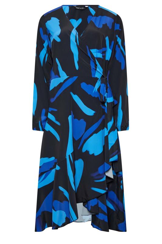 M&Co Black & Blue Abstract Print Wrap Dress | M&Co  5