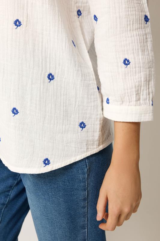 M&Co White Floral Embroidered Cotton Blouse | M&Co 5