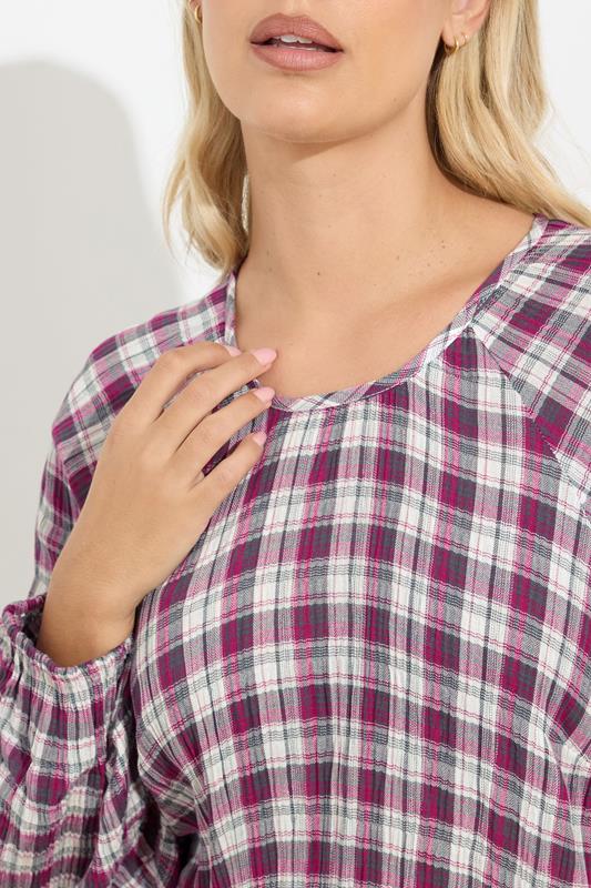 YOURS Plus Size Pink Check Textured Smock Dress | Yours Clothing  4