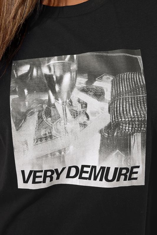 LIMITED COLLECTION Plus Size Black Sequin 'Very Demure' Graphic T-Shirt Dress | Yours Clothing 4