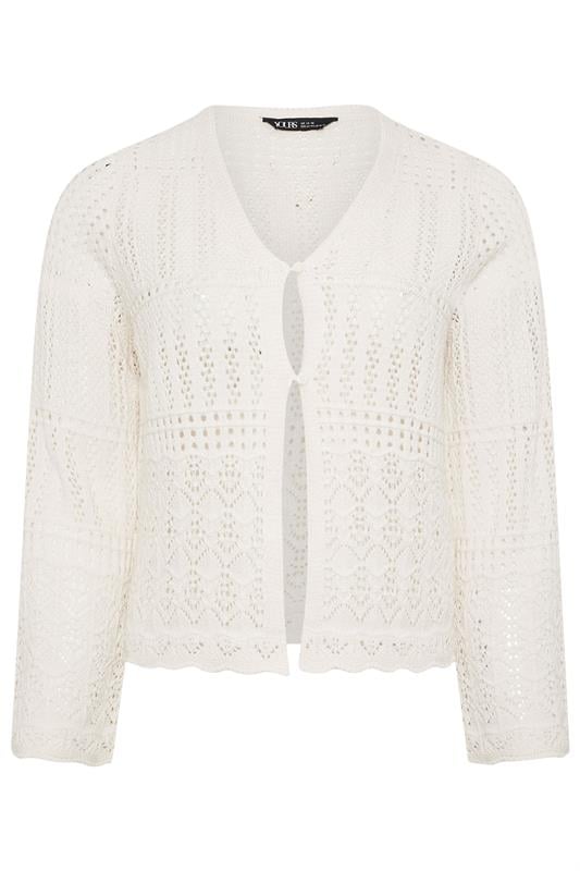 YOURS Plus Size Ivory White Pointelle Knitted Cardigan | Yours Clothing 6