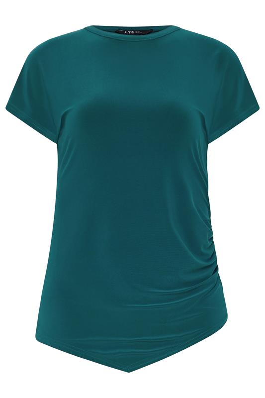 LTS Tall Women's Teal Blue Asymmetric Ruched Top | Long Tall Sally 5