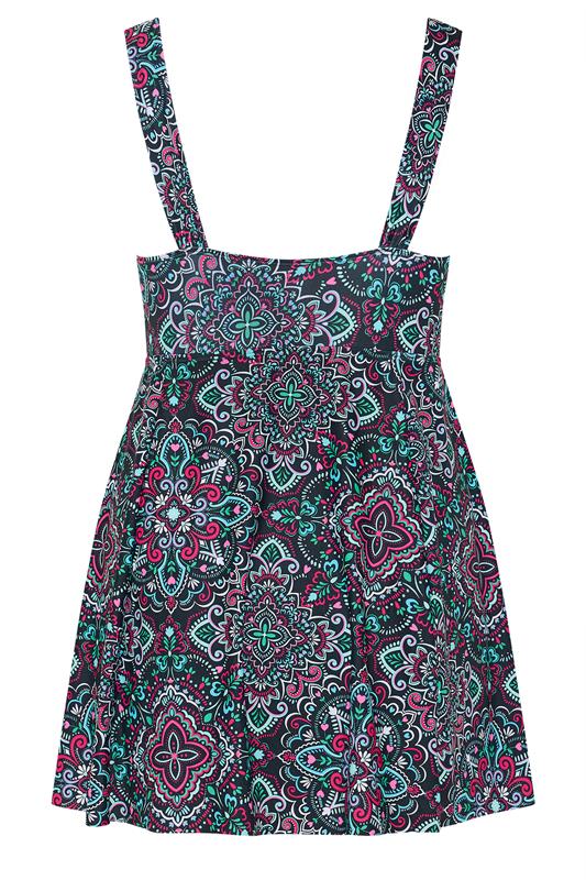 YOURS Plus Size Black Aztec Print Swim Dress | Yours Clothing 7
