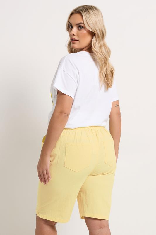 YOURS Plus Size Yellow Cool Cotton Shorts | Yours Clothing 2