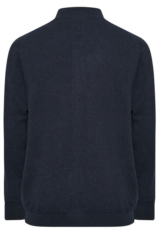Lyle & Scott Big & Tall Navy Blue Lambswool Blend Quarter Zip Jumper | BadRhino 5