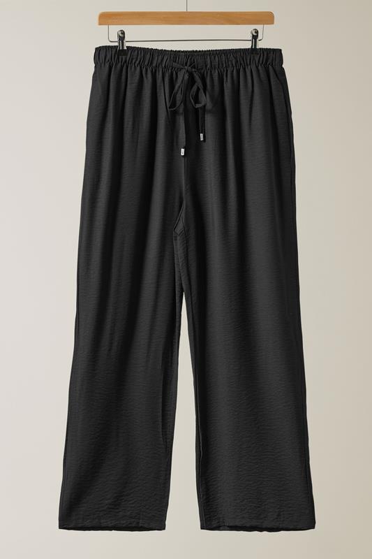 EVANS Plus Size Black Elasticated Waist Wide Leg Trousers | Evans 6