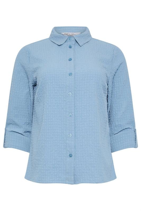 M&Co Blue Textured Tab Sleeve Shirt | M&Co 5