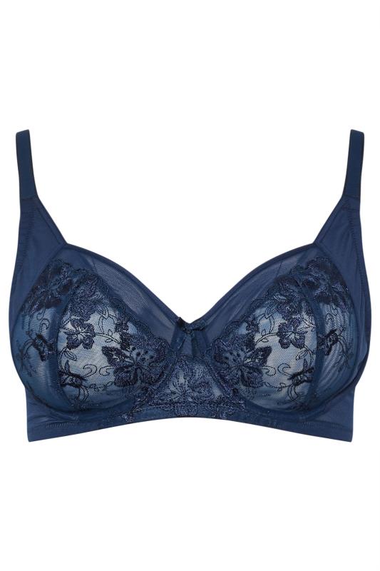 YOURSET 2 PACK Plus Size Navy Blue & White Floral Embroidered Underwired Bras | Yours Clothing 8